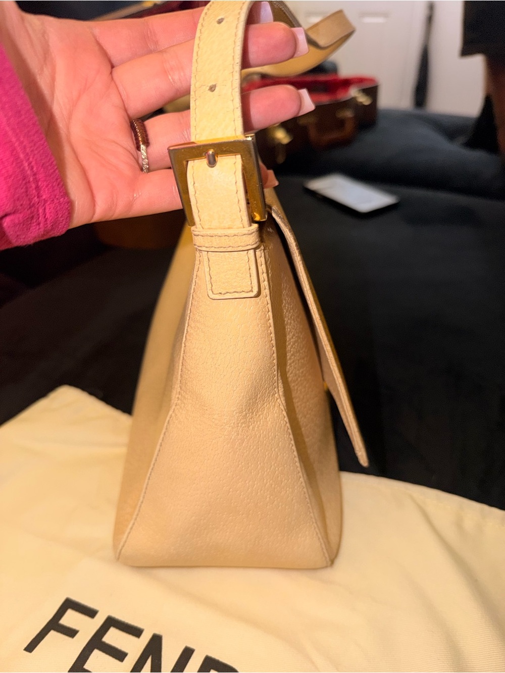 AUTHENTIC RARE FENDI CALFSKIN MAMMA FOREVER BAGUETTE CREAM - Picture 5 of 17